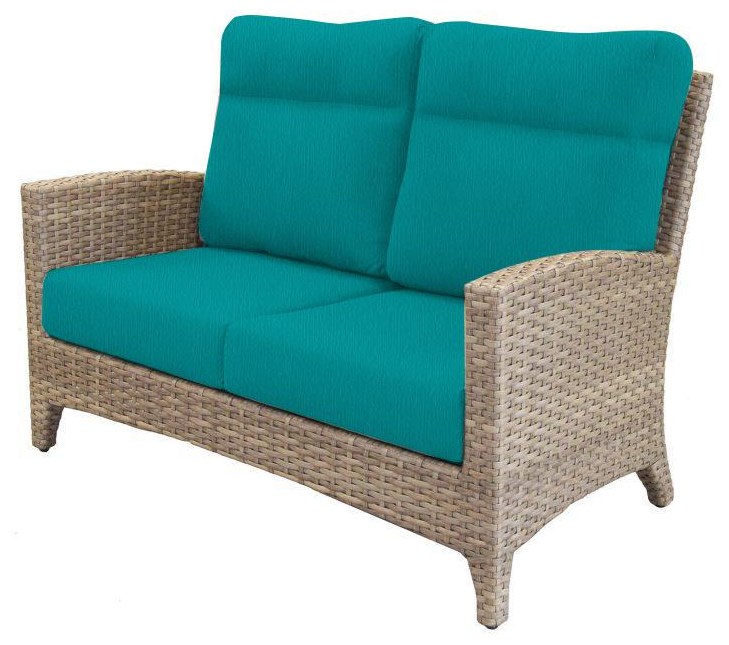 Cape May Wicker Grand Stafford Loveseat With 2 Pillows Johnny Janosik Outdoor Sofas